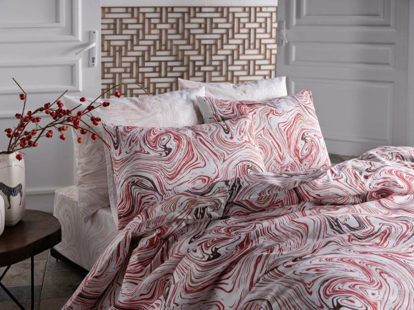 Doqu Home Polycotton Crozy Tek Kişilik Nevresim Takımı - Kırmızı