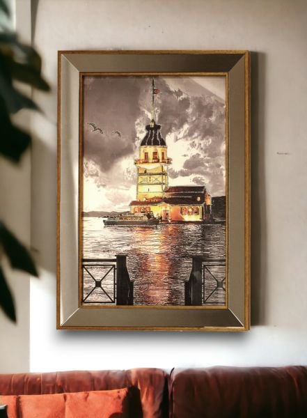 Ayna Çerçeveli Kız Kulesi Tablo 50x70 CM
