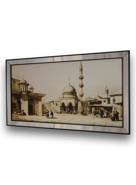 Siyah Ayna Çerçeveli Cami Manzara TR2359 Tablo 70x130