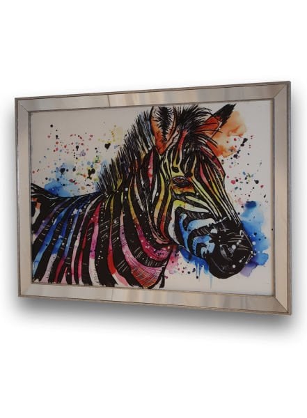 Ayna Çerçeve Gümüş Renkli Zebra Tablo 80x110