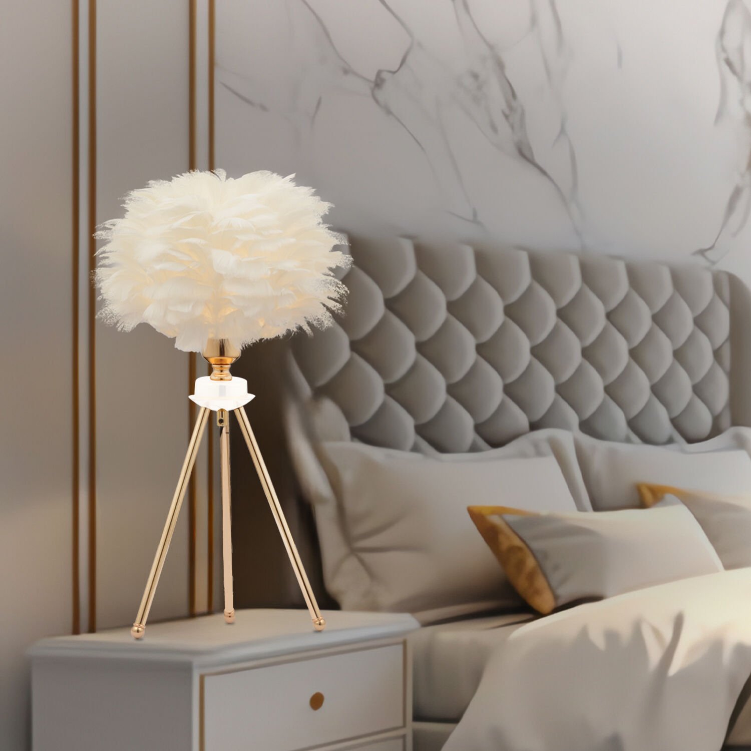 BELİNAY GOLD ABAJUR  Masa Lambası Modern Tasarım -Yatak Odası-Salon Abajur