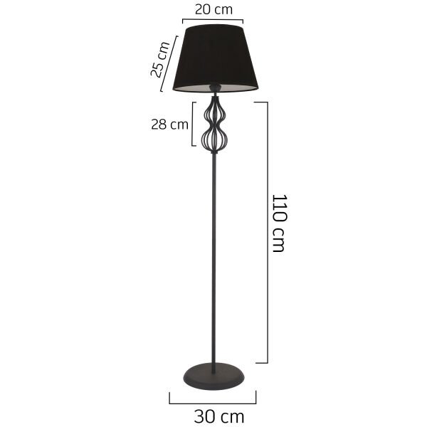 Vance Siyah Şapkalı Siyah Modern Tasarım Ayaklı Abajur Lamba Metal Lambader