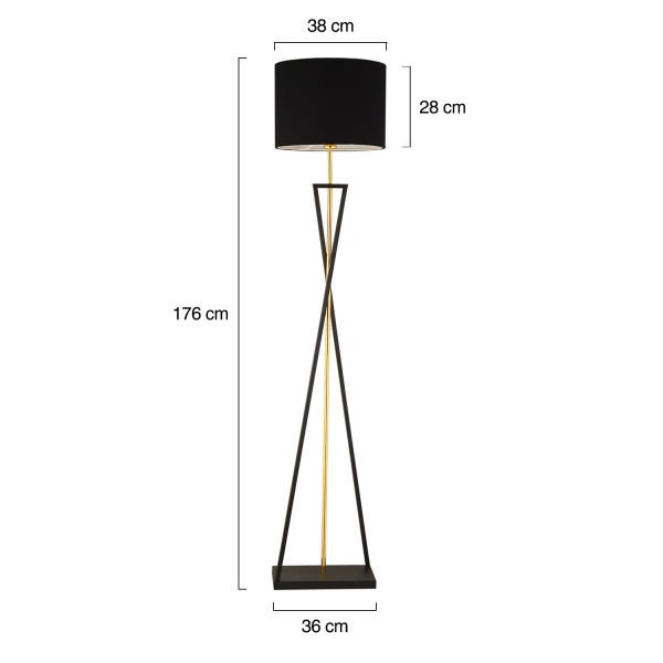 Yotta Siyah Gold Dekoratif Tasarım Ayaklı Abajur Lamba Modern Metal Lambader