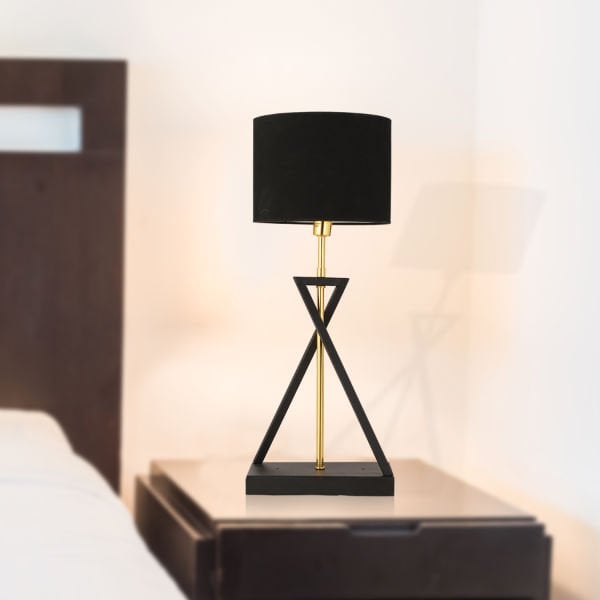 Yotta Siyah Gold Detaylı Dekoratif Siyah Şapkalı Modern Tasarım Retro Abajur