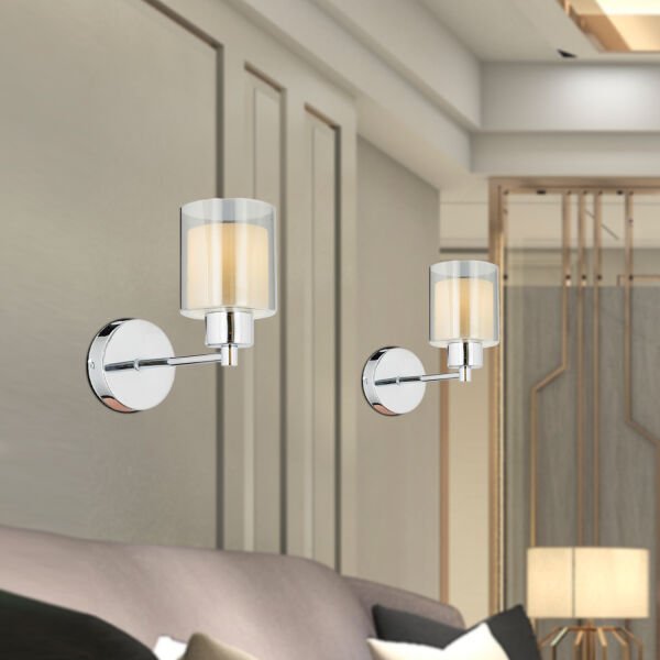 Goldie Krom Yatak Odası-Yatak Başı Duvar Lambası 2'li Aplik Seti