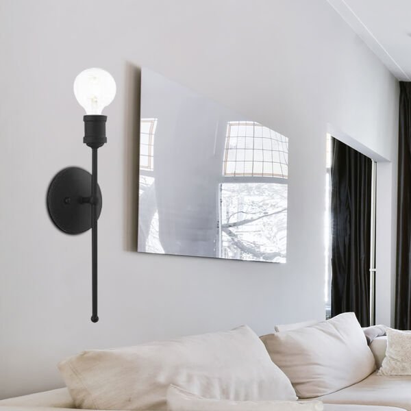 Colar Tekli Siyah Duvar Lambası Yatak Odası-Yatak Başı-Banyo İçin Modern Retro Aplik