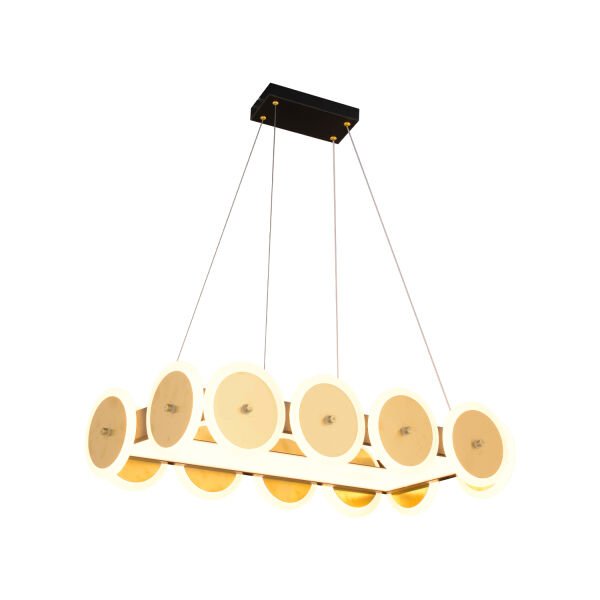 Disk Dikdörtgen Gold 128 Watt Sarkıt Ledli Modern Mutfak Banyo Led Salon Sarkıt Avize