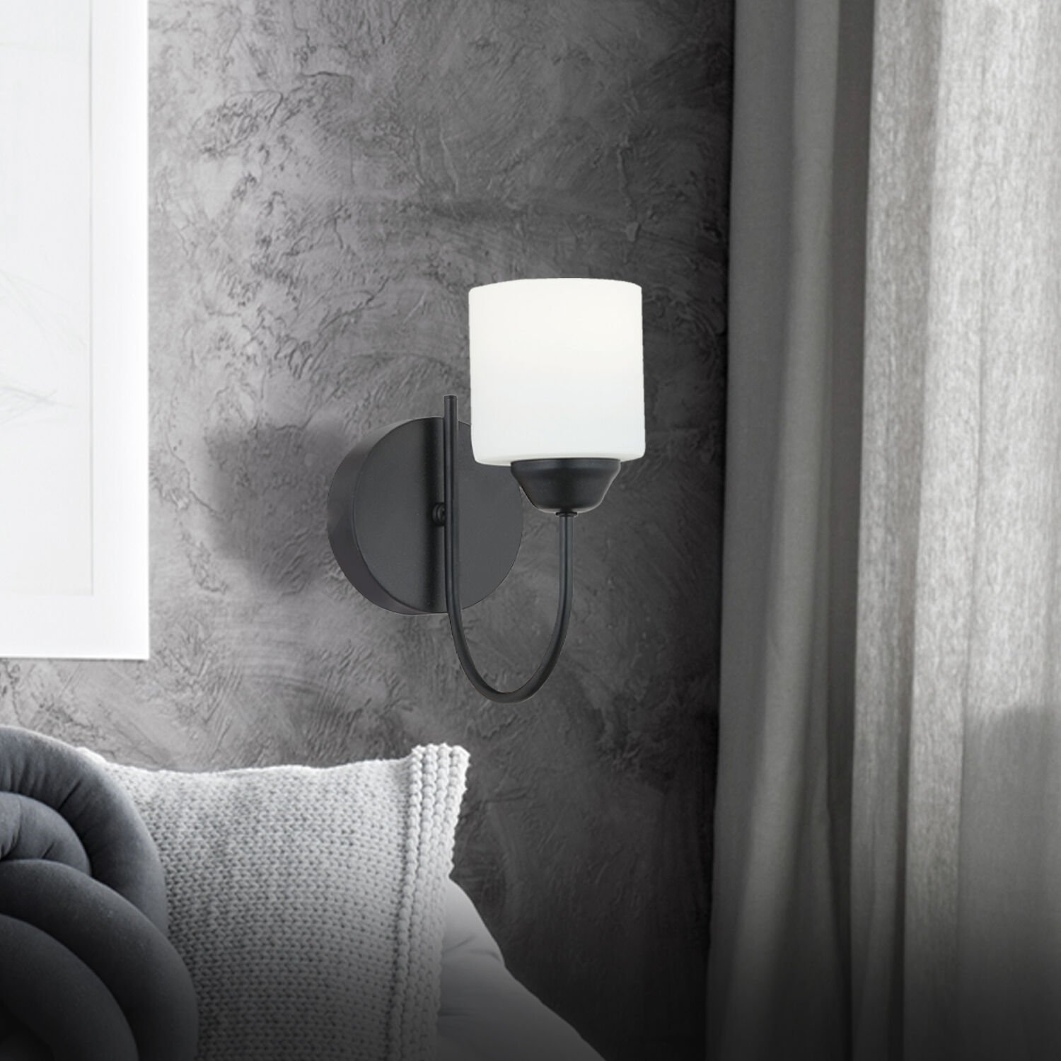 Esila Siyah Boyalı Duvar Lambası Yatak Odası-Yatak Başı-Banyo İçin Modern Aplik