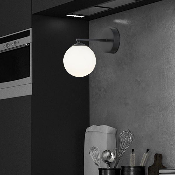 Elvin Siyah Duvar Lambası Yatak Odası-Yatak Başı-Banyo İçin Modern Retro Aplik