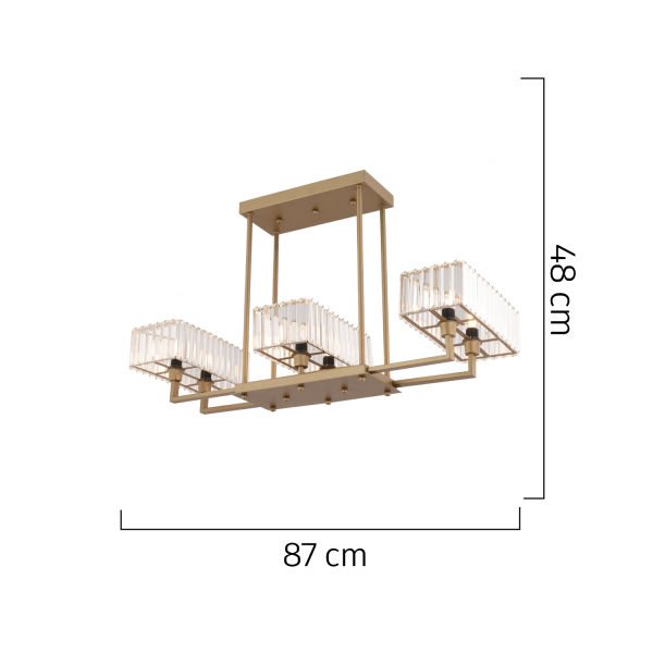 Brambles 6'lı Eskitme Kristalli Taşlı Modern Tasarım Kristal Salon Avize