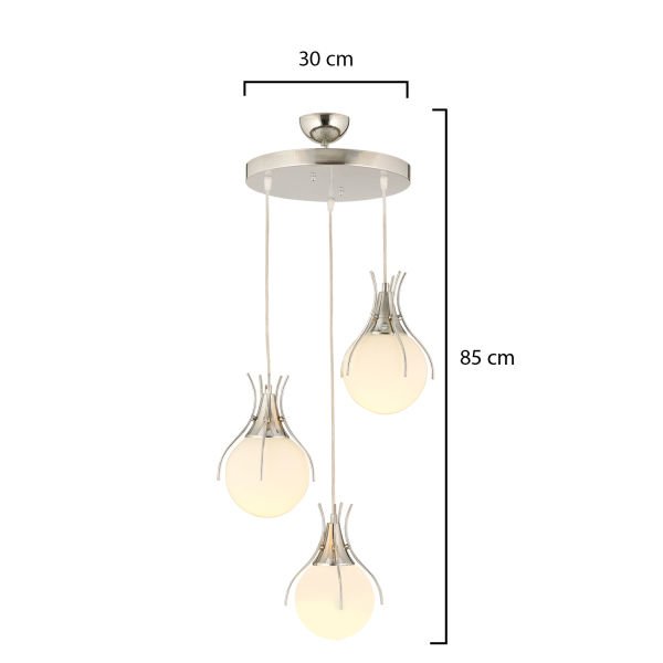 Terra 3Lü Yuvarlak Krom Modern Sarkıt Genç Odası Mutfak Yatak odası Salon Sarkıt Avize