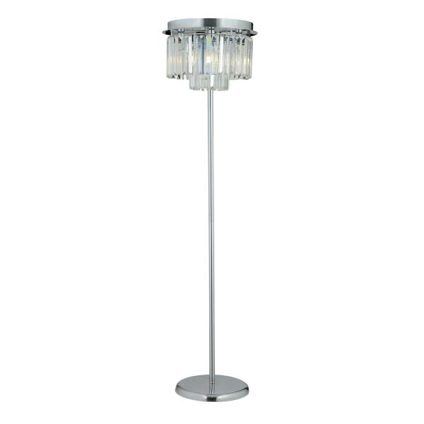 Nilüfer Yuvarlak Krom Kristal Taşlı Modern Tasarım Metal Lambader