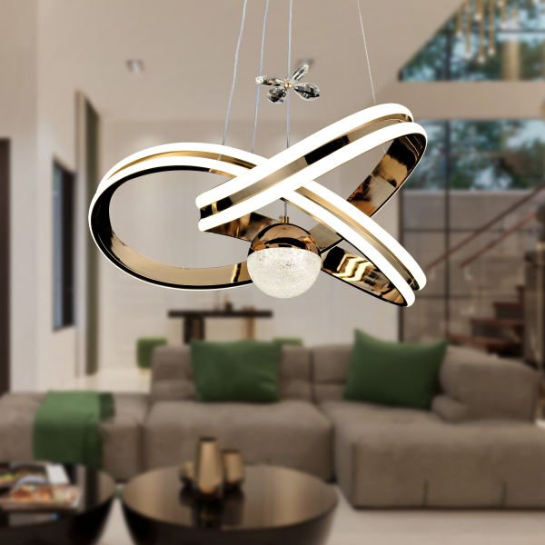 Caden Gold Kaplama 3 Renkli 62 Watt Ledli Modern Tasarım Oturma Odası,Genç Odası,Yatak Odası,Salon Sarkıt Led Avize