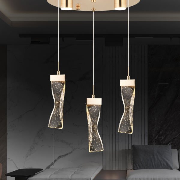 Asia 3 lü Gold Kaplama 3 Renkli 42 Watt Ledli Modern Tasarım Oturma Odası,Genç Odası,Yatak Odası,Salon Sarkıt Led Avize