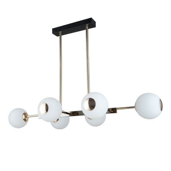 Sofia Sıralı 60 Watt Siyah Gold Modern Oturma Odası, Yemek Masası Üstü,  Salon Avize