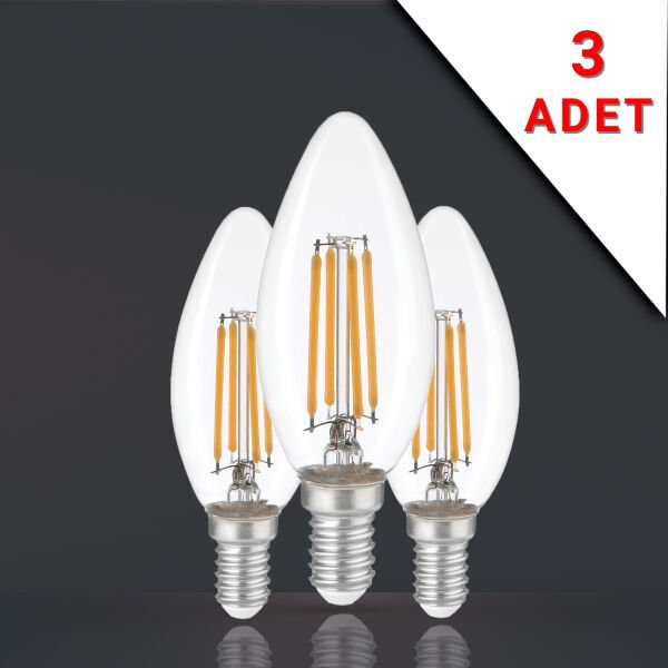 3 ADET LED FİLAMANLI E14 RUSTİK AMPUL 6 WATT 3000K GÜN IŞIĞI C35