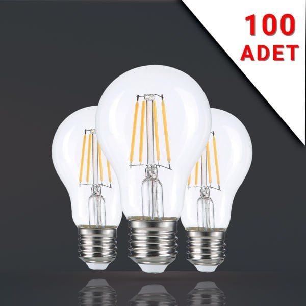 100 ADET LED FİLAMANLI E27 RUSTİK AMPUL 6 WATT 3000K GÜN IŞIĞI A60