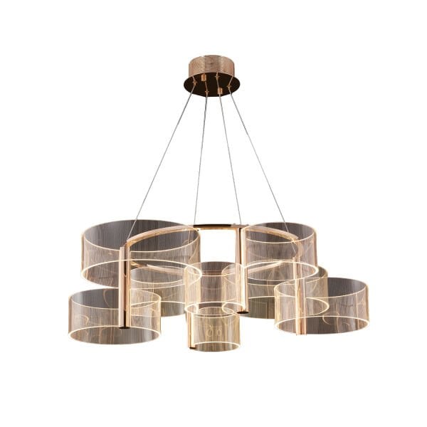 Beyrut Gold 80'lik 54 Watt Yuvarlak Kristalli Modern Salon Led Sarkıt Avize
