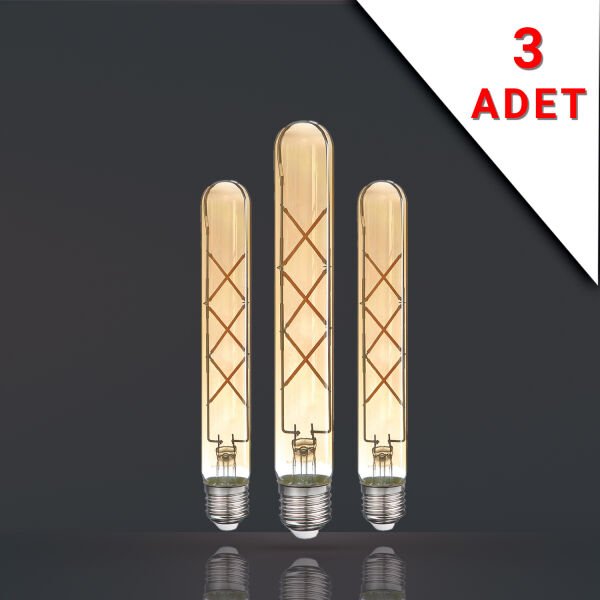 3 ADET LED FİLAMANLI E27 RUSTİK AMPUL 6 WATT 2500k GÜN IŞIĞI T30-T185