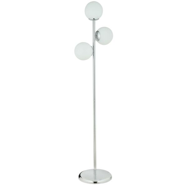 Zambak 3 Lü Krom Beyaz Camlı Modern Dekoratif Tasarım Metal Lambader