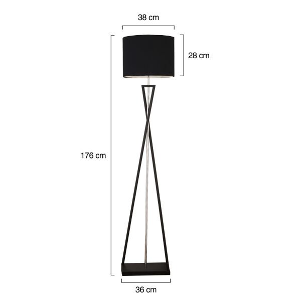 Yotta Siyah Krom Dekoratif Tasarım Ayaklı Abajur Lamba Modern Metal Lambader