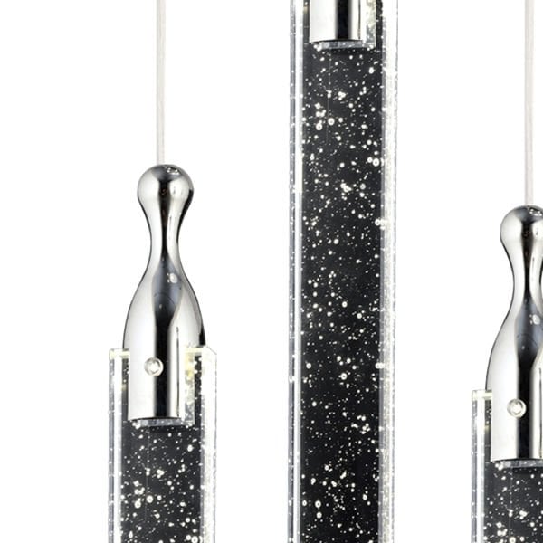 Klaus 3'lü Yuvarlak 3 Renkli 48 Watt Krom Kristal Ledli Modern Oturma Odası Salon Sarkıt Avize