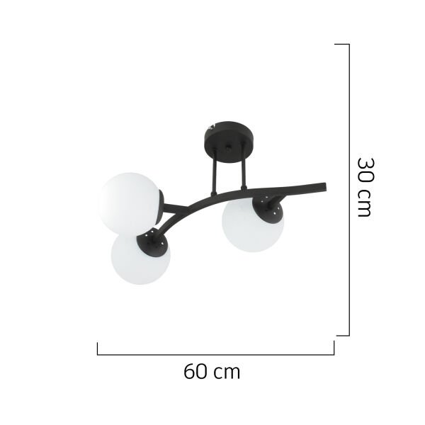 İzem 3'lü Siyah Modern Plafonyer Genç Odası Mutfak Yatak Odası Avize