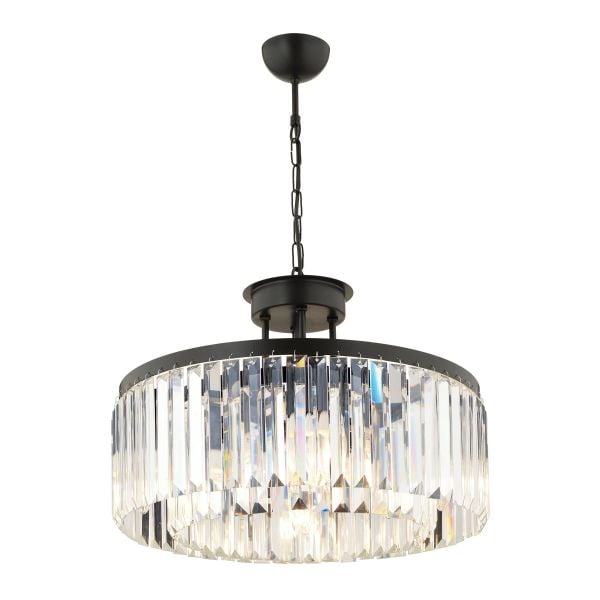Kanvas 45'Lik Siyah Kristalli Taşlı Modern Tasarım Kristal Salon Avize