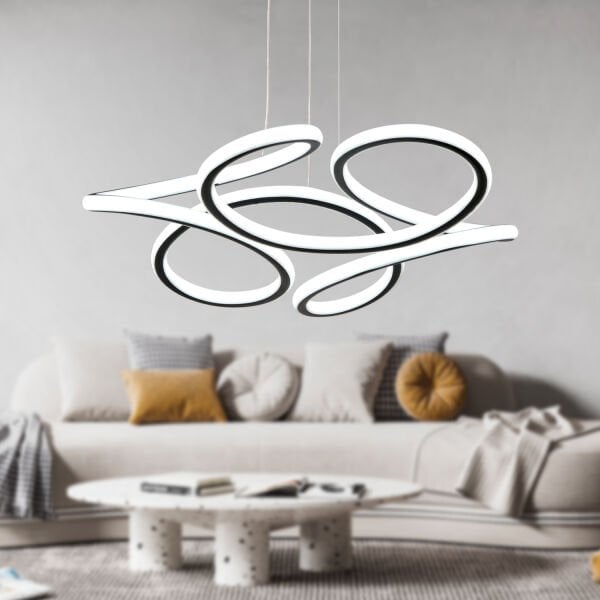 Aldo Siyah Sarkıt 140 Watt Sarkıt 3 Renkli Ledli Modern Mutfak Banyo Led Salon Sarkıt Avize