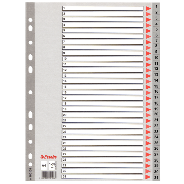 Esselte Seperatör 1-31 Rakamlı Plastik A4 100108