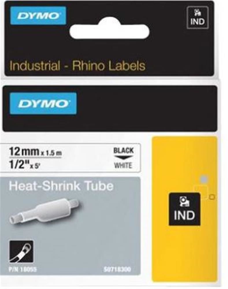 DYMO 18055 RhinoPRO Beyaz-Siyah Isıyla Küçülen Şerit 12 mm x 1,5 mt