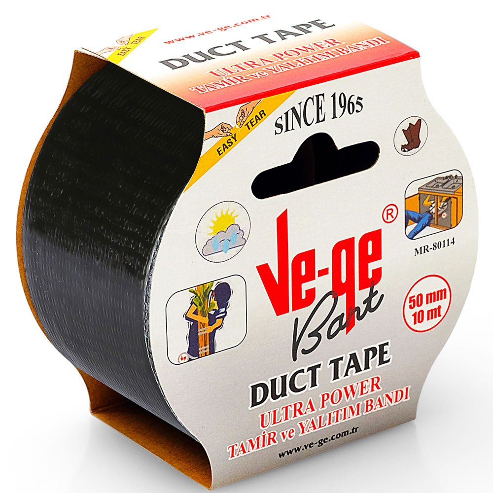 Vege Özel Amaçlı Bant Tamir ve Yalıtım Power Ducttape 50x10 Siyah