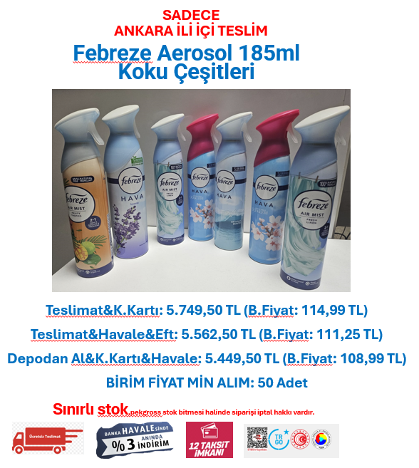 Febreze Aerosol 185ml Koku Çeşitleri t.01