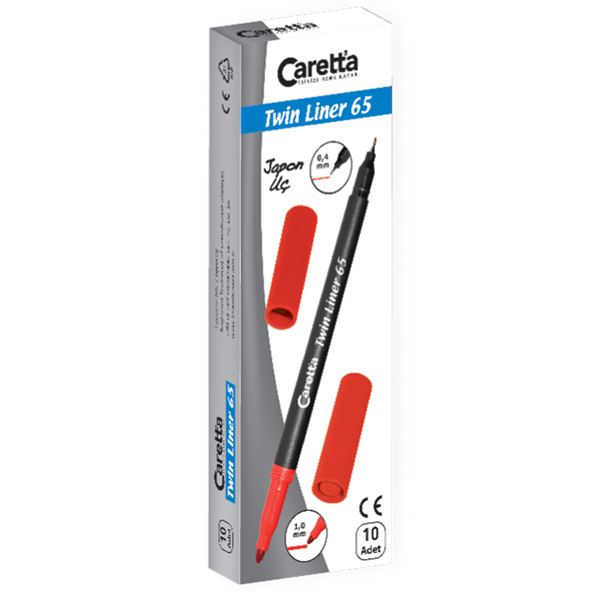 Caretta Twinliner Çift Uçlu Keçeli Kalem 0.4 MM-1.0 MM Mor 10 LU 65/12