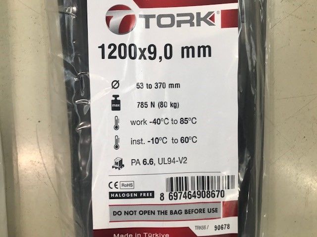 Tork TRK-1200-90B Siyah 100lü Kablo Bağı