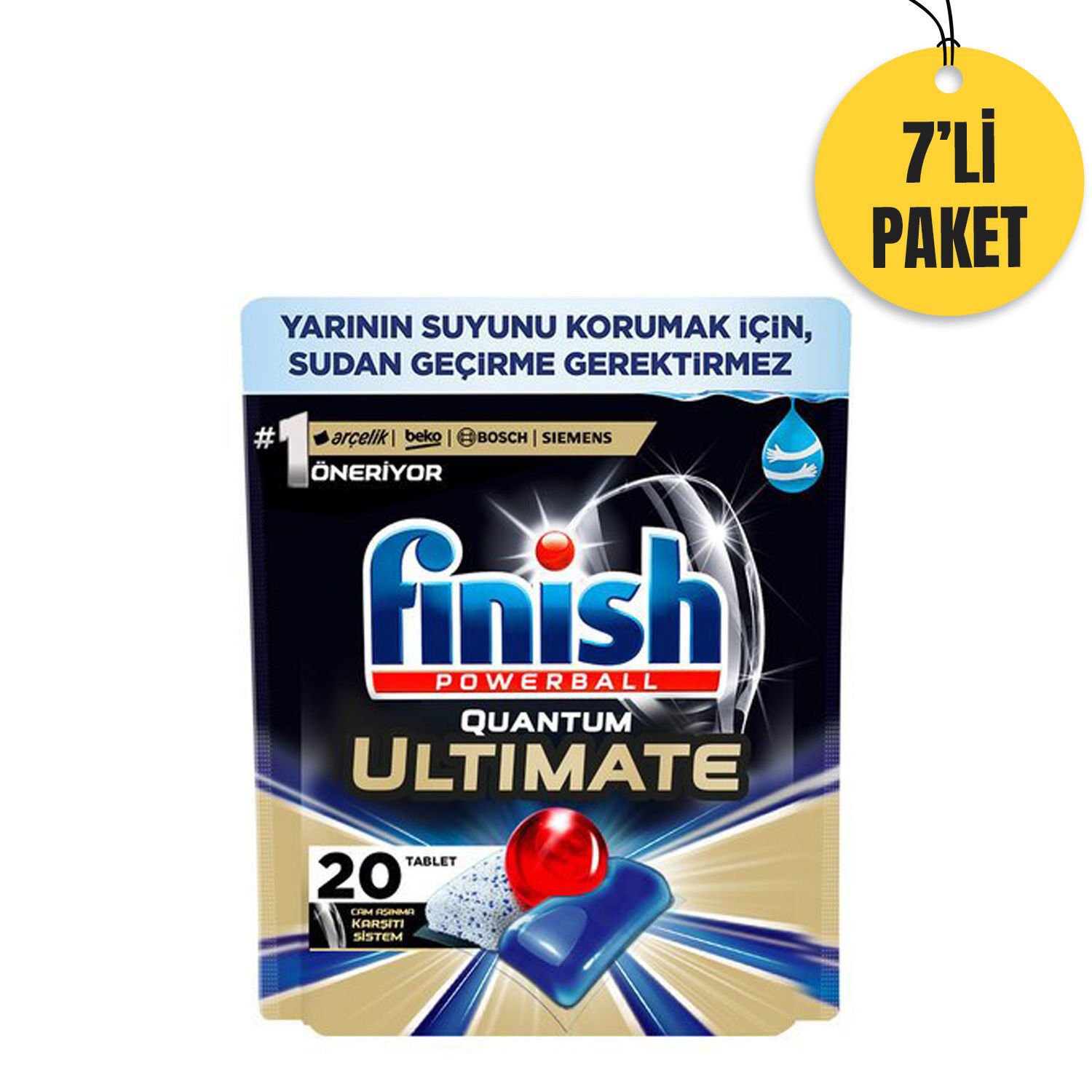 Finish Powerball Quantum Ultimate 20x7 Bulaşık Makinesi Tableti