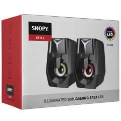 Snopy SN-X22 STYLE 2.0 Multimedia Led Işıklı 3W-2 Siyah USB Gaming Speaker