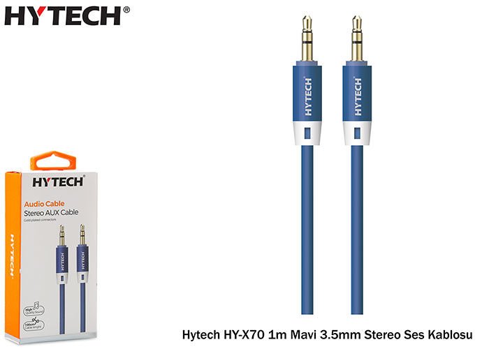 Hytech HY-X70 1m Mavi 3.5mm Stereo Ses Kablosu