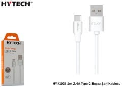 Hytech HY-X108 1m 2.4A Type-C Beyaz Şarj Kablosu