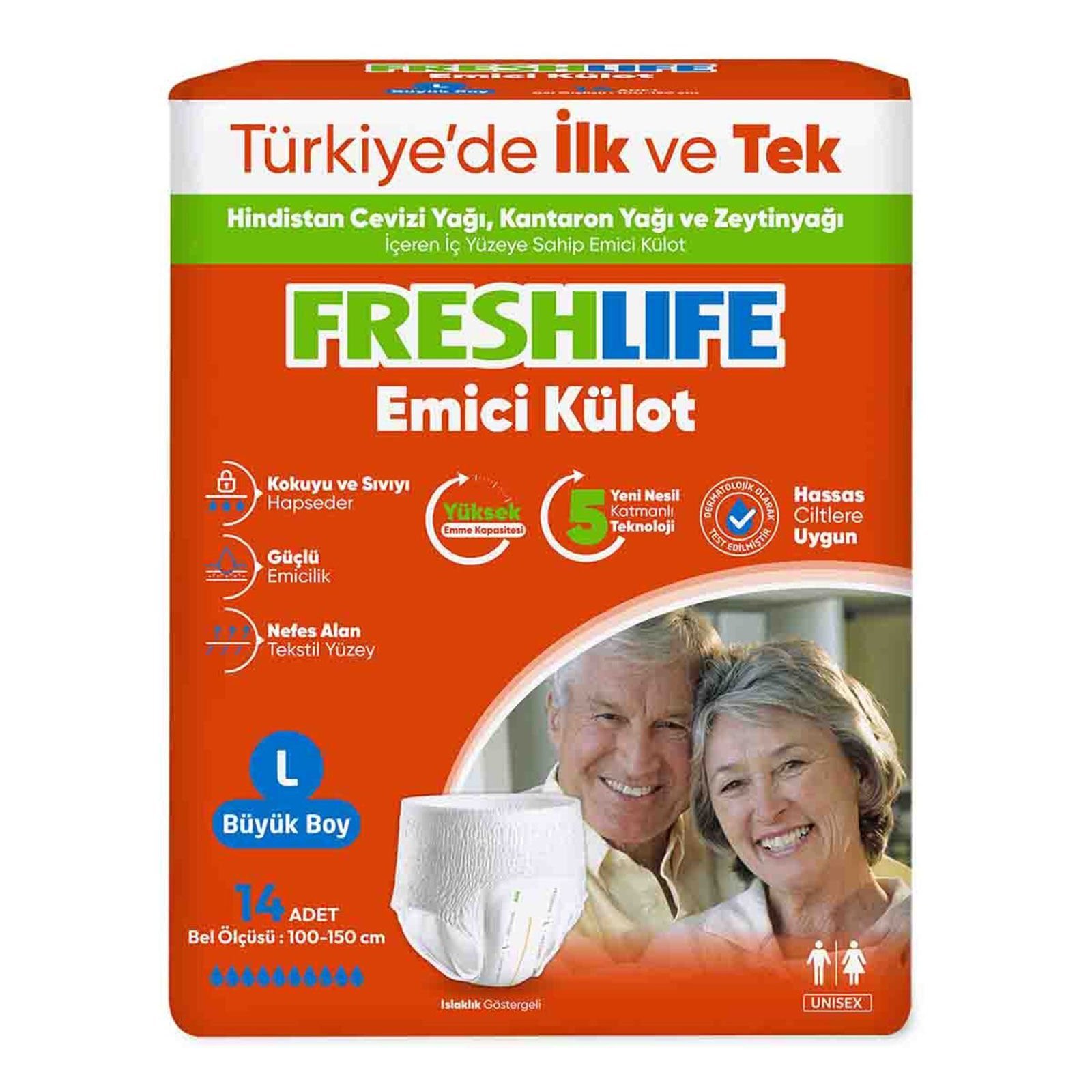 FreshLife Bel bantlı Emici Külot L Büyük Boy 14 Adet