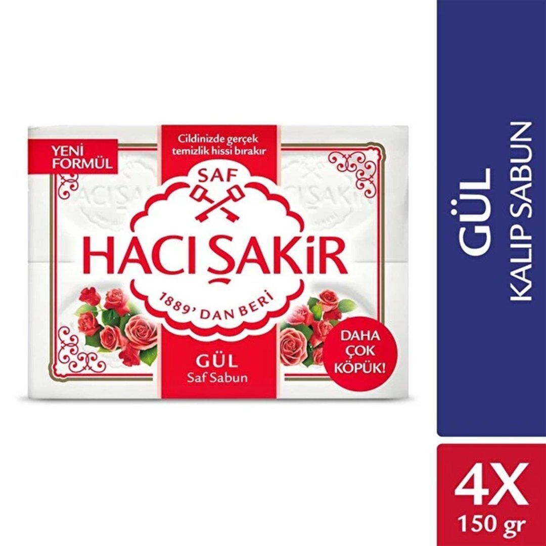 Hacı Şakir Gül Saf Kalıp Sabun 4x150 Gr