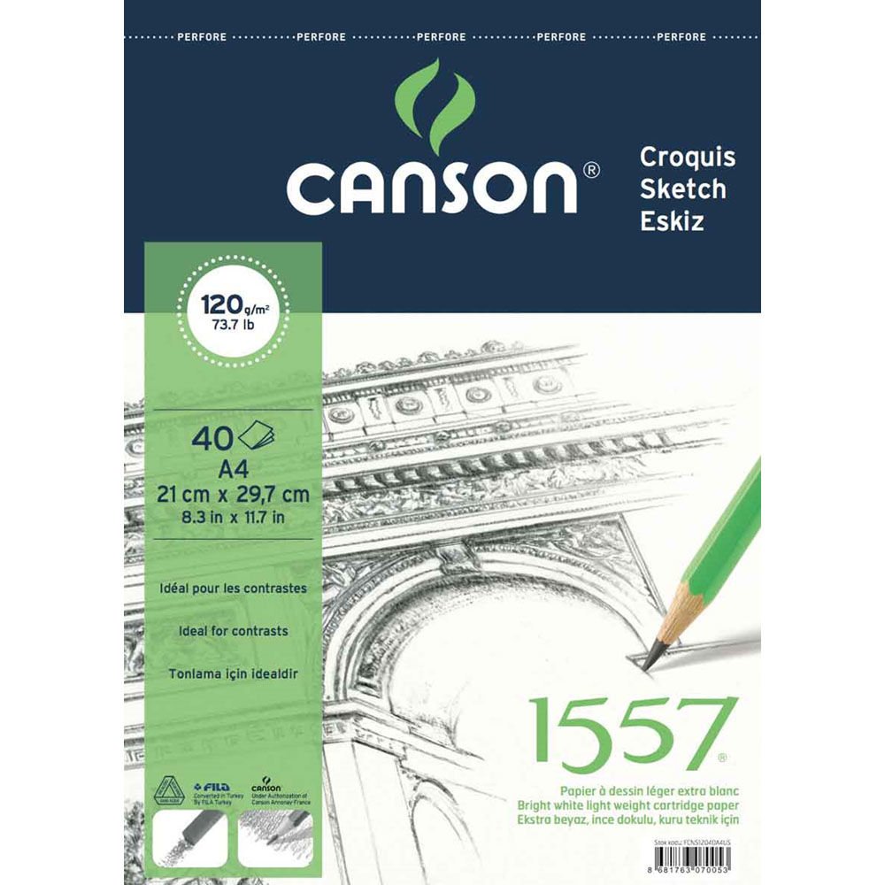 Canson Teknik Resim Defteri Blok Üstten Spiralli 40 YP A4 120 GR FCNS12040A4US