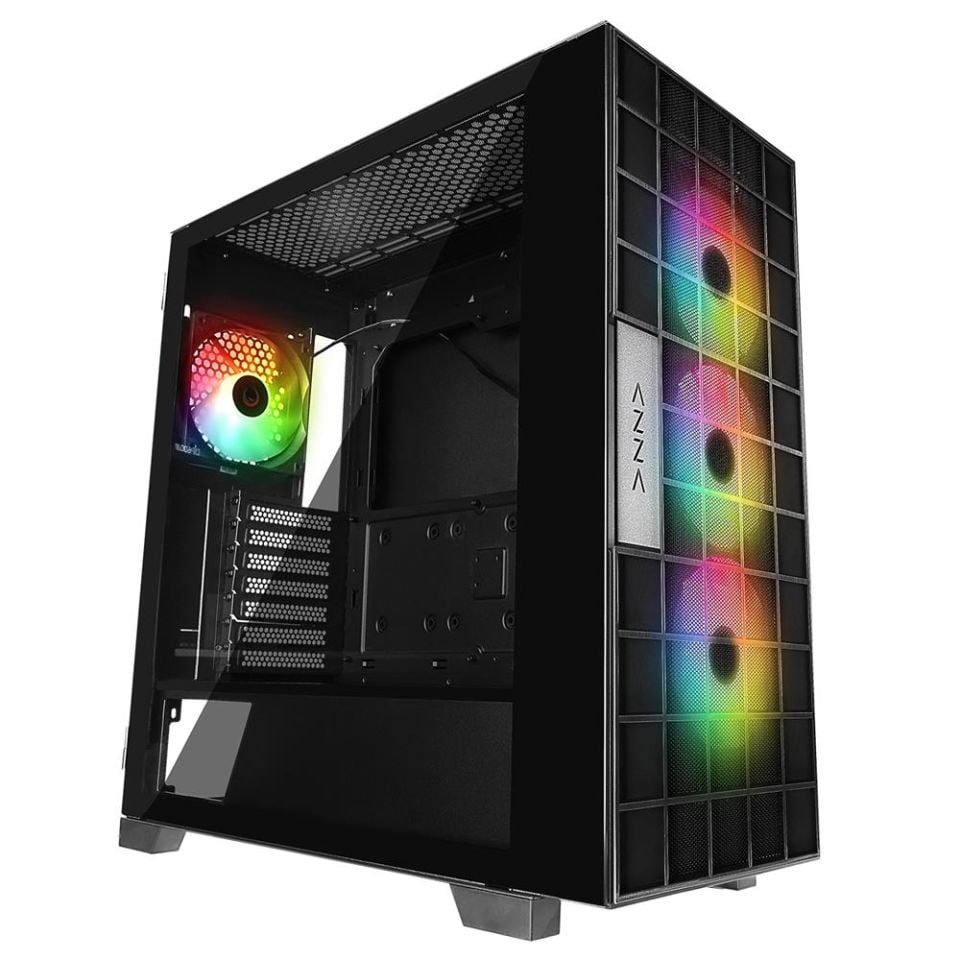 Rampage AZZA V2 Temperli Camlı Siyah 4-12CM ARGB Fan + Type-C ATX Mid-T Gaming Oyuncu Kasası