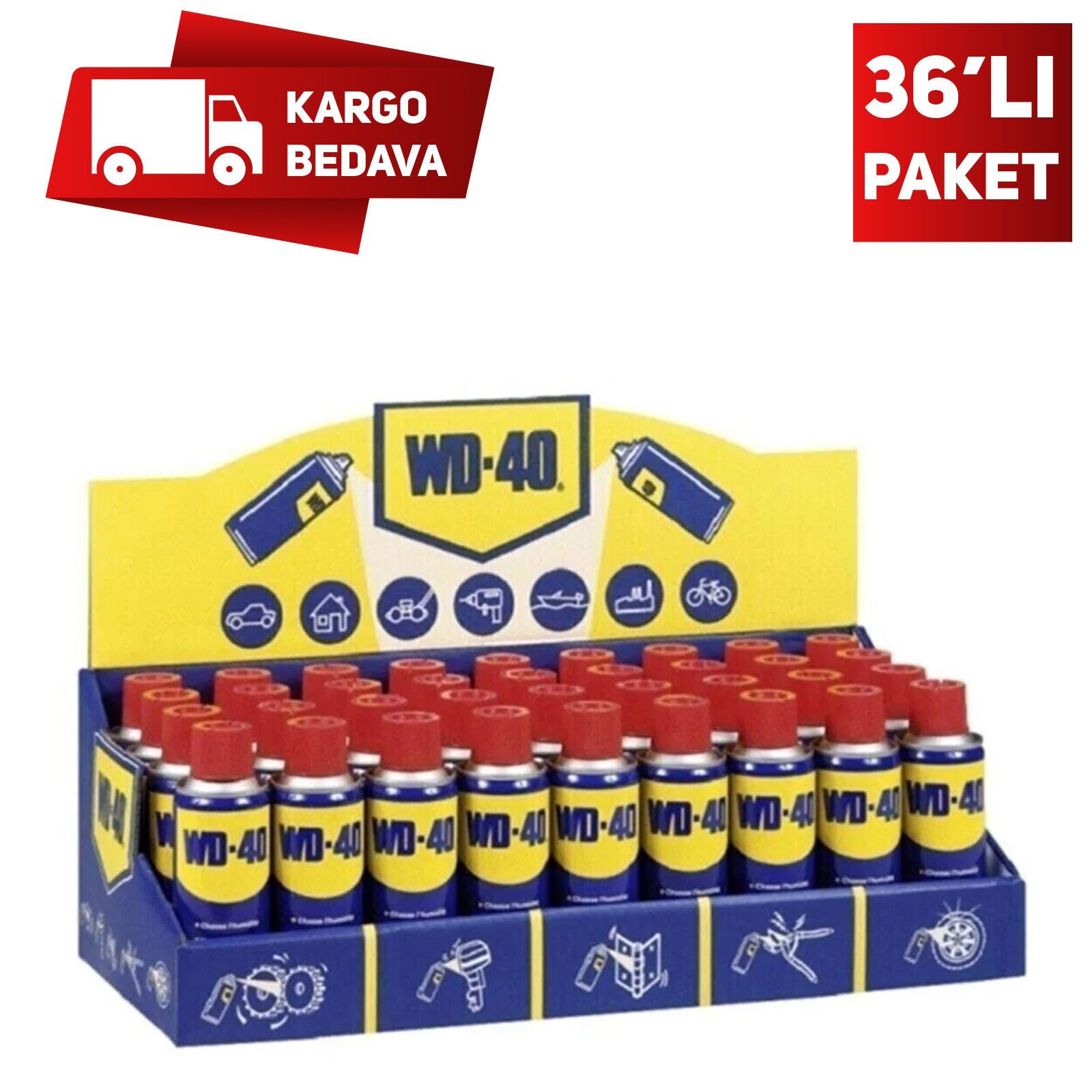 WD-40 Çok Amaçlı Etkili Koruyucu ve Pas Sökücü 200 ml (36 Adet)