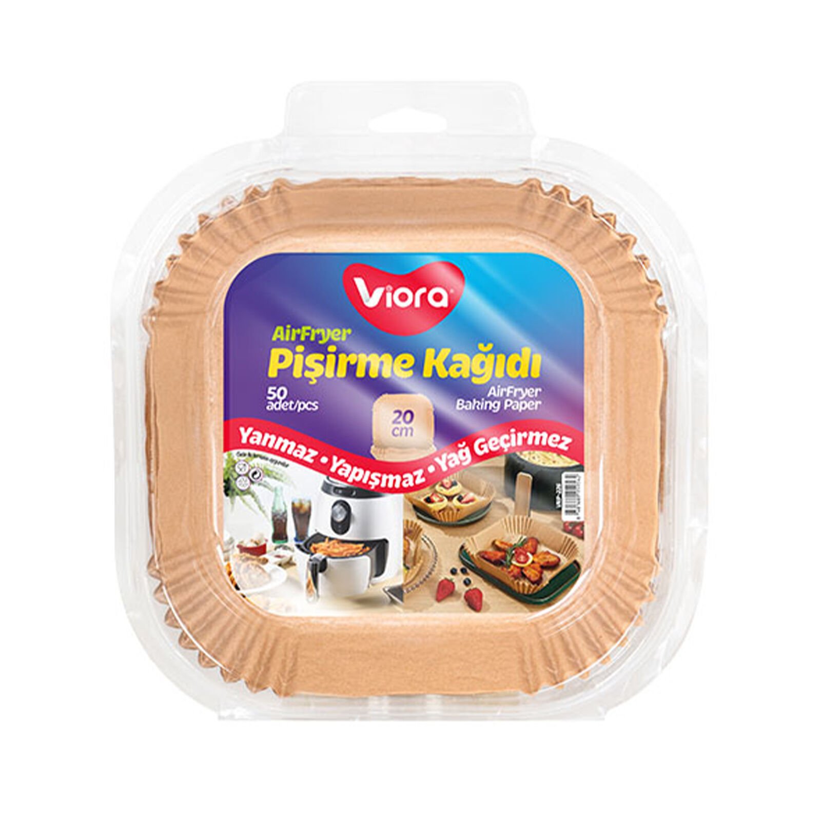 Viora VRP 226 20 cm Kare Airfryer Pişirme Kağıdı 50 Adet