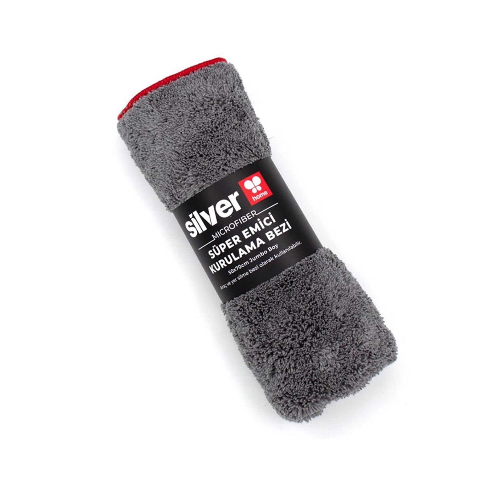 Silver Home Mikrofiber Süper Emici 50x70cm Araç Kurulama Bezi 390 Gms Gri