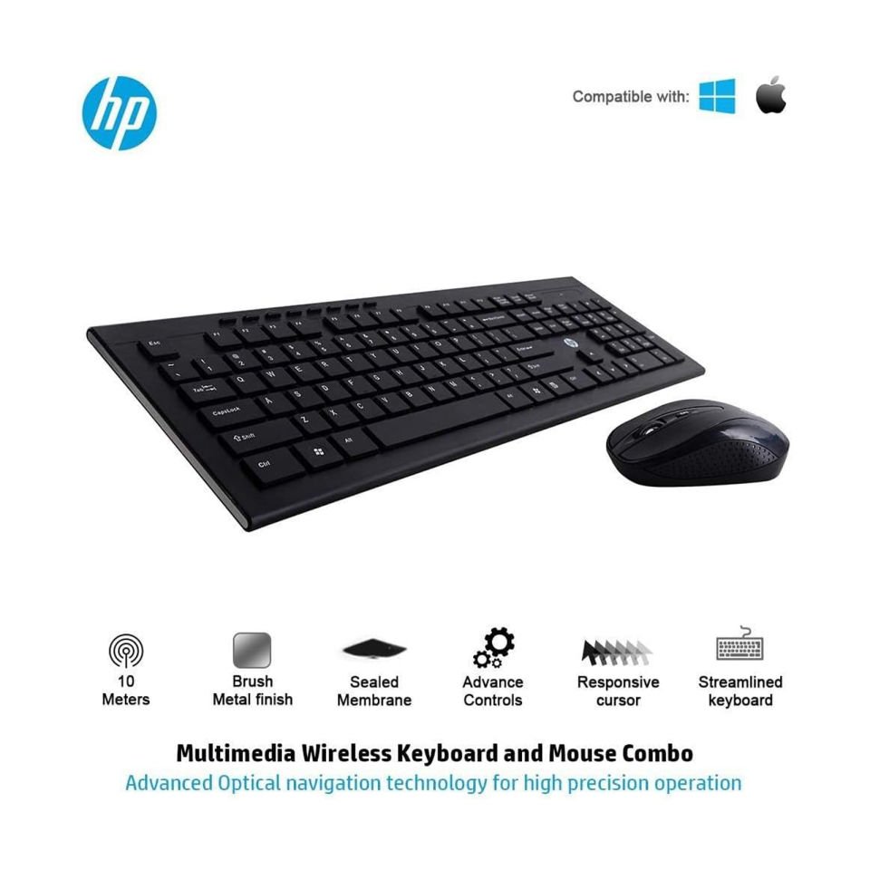 Hp 7YA13PA CS10 USB Kablosuz Klavye + Mouse Set Siyah Türkçe Q