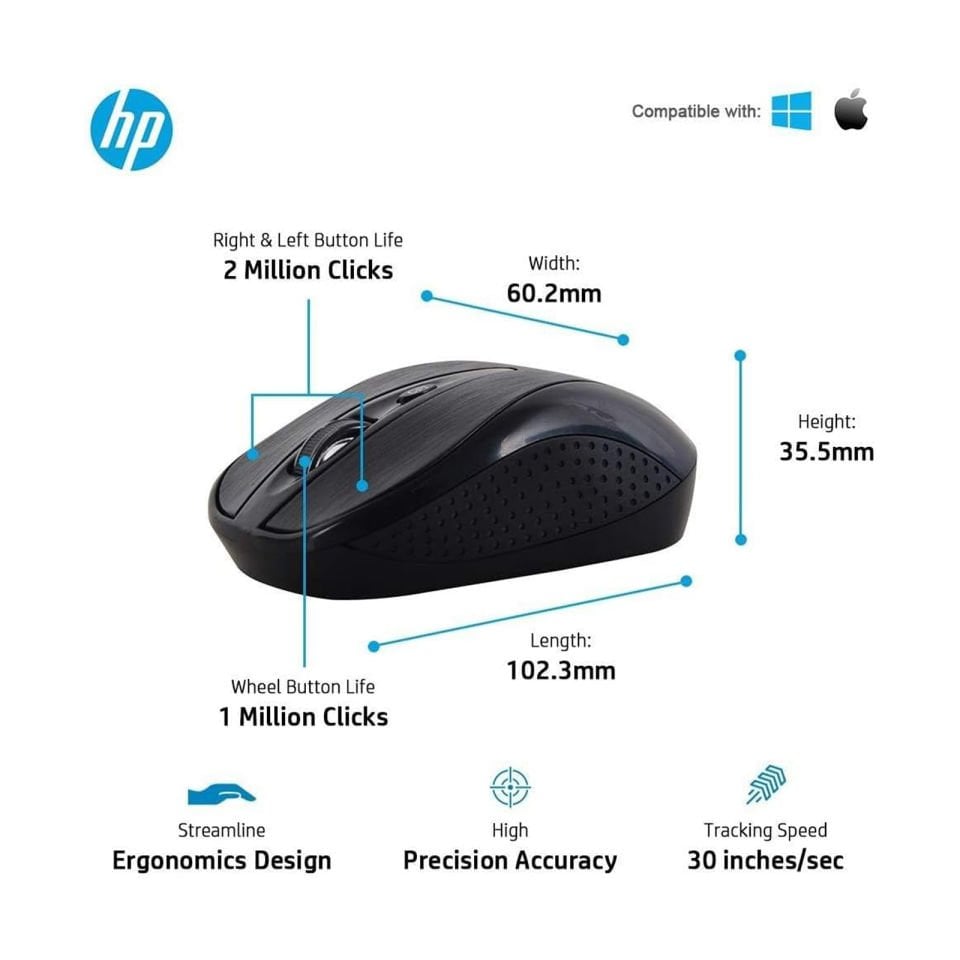 Hp 7YA13PA CS10 USB Kablosuz Klavye + Mouse Set Siyah Türkçe Q