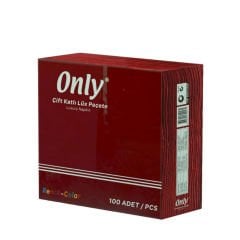 Only Lüx Peçete Garson Katlama 33X33 cm Bordo 100 lü