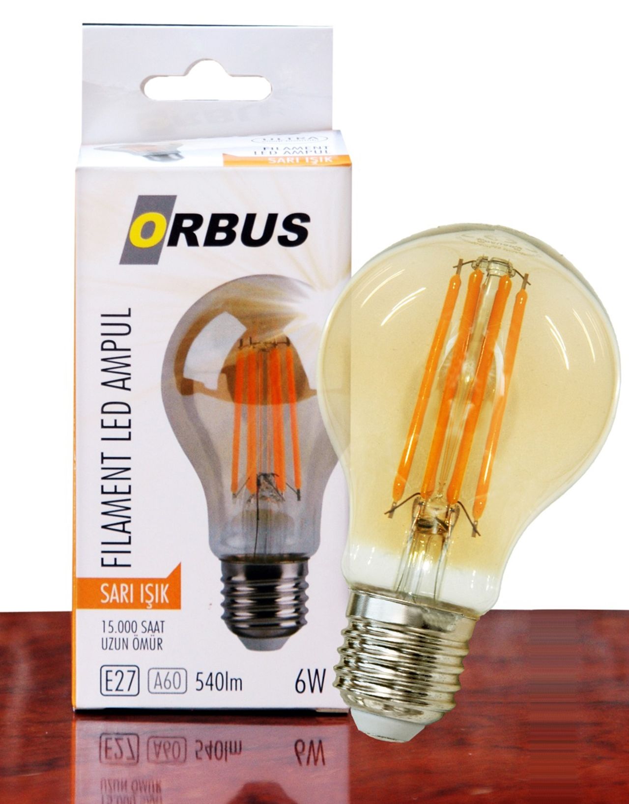 Orbus Orb-A6w Sarı Işık 6w E27 A60 540lm Fılamnet Led Ampul